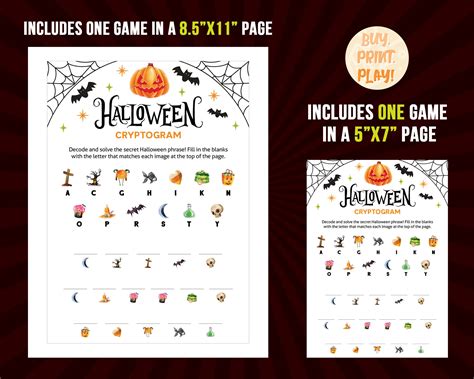 Halloween Games For Kids Cryptogram Halloween Printables Etsy