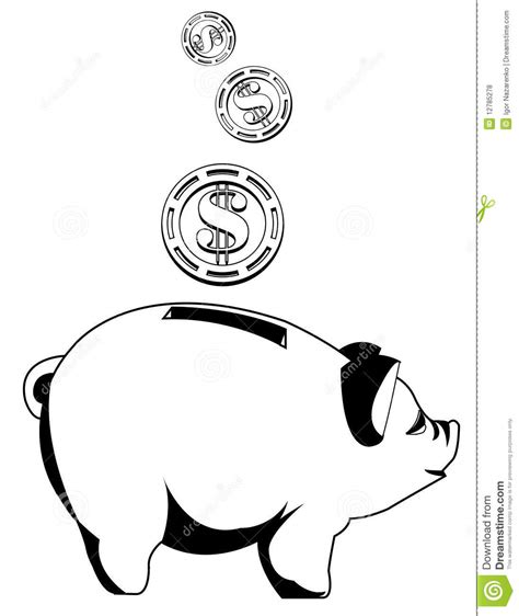 Piggy Bank Clip Art Black And White