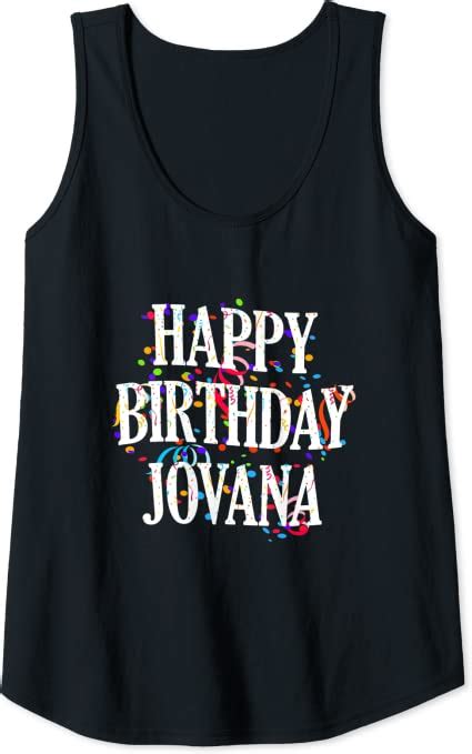 Womens Happy Birthday Jovana First Name Girls Colorful Bday Tank Top