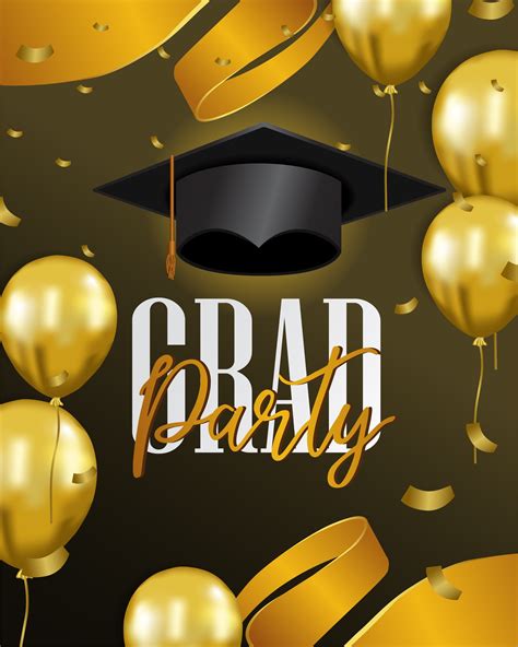 Graduation Party Gold And Black Backdrop For Photo Booth Sh 275