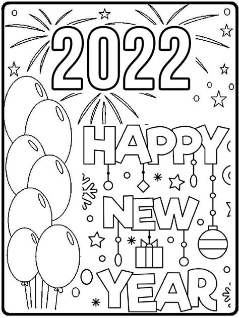 2022 New Year 3 Coloring Page - Free Printable Coloring Pages for Kids