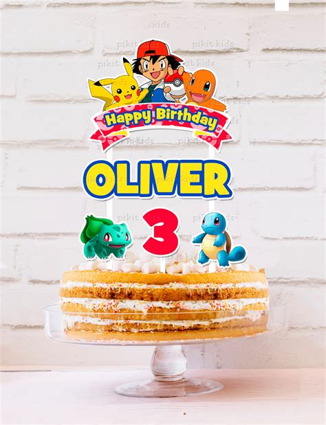 Pokemon Cake Topper Personalised Sturdy Kids Birthday Party Etsy