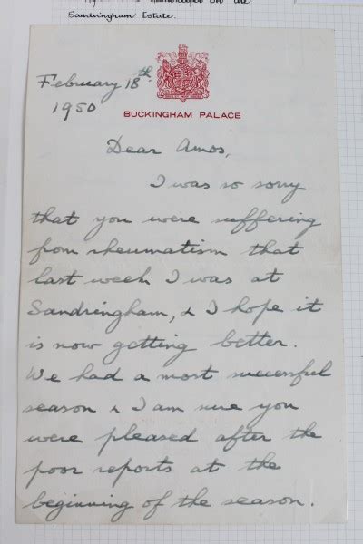 Hm King George Vi Handwritten Letter On Buckingham Palace Headed