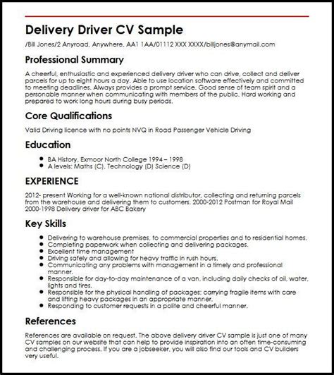 Sample Resume Driver Position