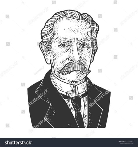 Karl Benz Portrait Sketch Engraving Vector Stock Vector Royalty Free