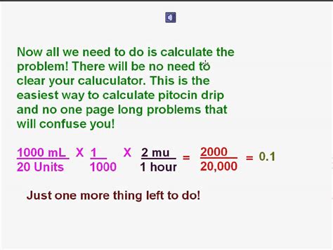After you've calculated your bmr, you'll then be able to work out how many calories your body uses per day, including your daily activities and exercise. How to Calculate Pitocin Drips - YouTube