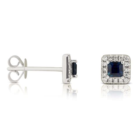 Square Sapphire And Diamond Stud Earrings 14k Ben Bridge Jeweler