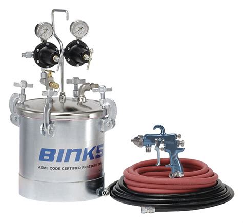 BINKS 2 8 Gal Capacity 80 Psi Max Pressure Paint Tank W Spray Gun