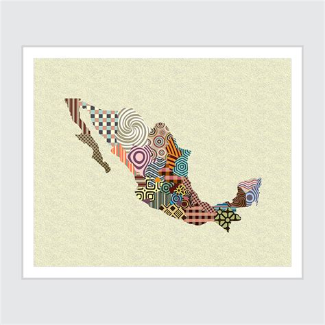Mexico Map Art Print Abstract Modern Painting