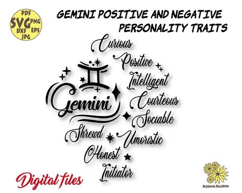 Gemini Svg Gemini Positive And Negative Personality Traits Etsy