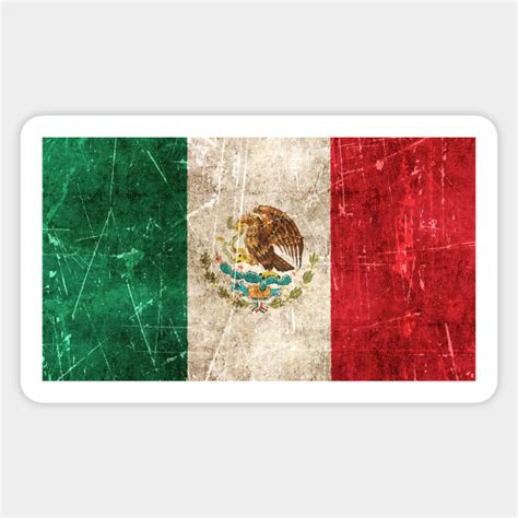 Vintage Aged And Scratched Mexican Flag Mexican Flag Autocollant