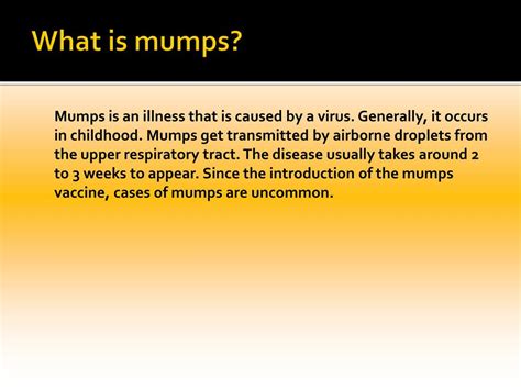 Ppt Mumps Causes Symptoms Daignosis Prevention And Treatment