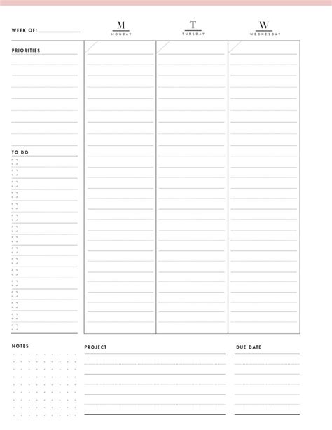 7 Day Weekly Schedule Template Free