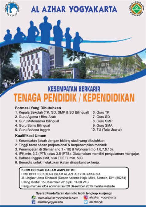 Kami dari lembaga pendidikan nasional membutuhkan. Kesempatan Berkarir (Lowongan Guru dan Tenaga Kependidikan ...