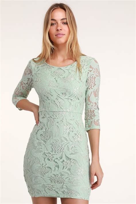 All For You Mint Green Lace Bodycon Dress Green Lace Dresses Green