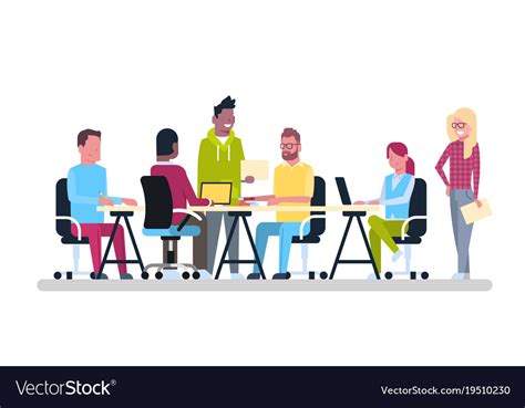 Group Of Young Business People Working Together Vector Image