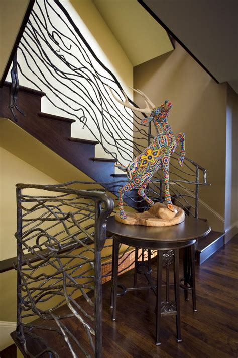 Unique Ornate Iron Banister Home Interior Design Contemporary Staircase