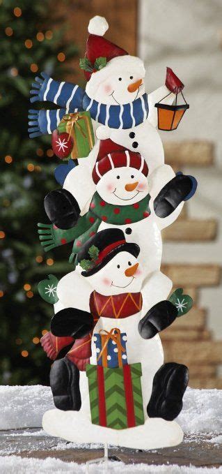 Collections Etc Stack Of Snowmen Holiday Outdoor Garden