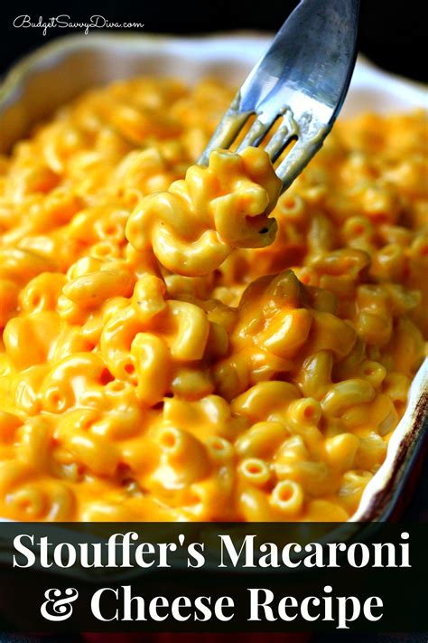 Macaroni is combined with canned cheese soup, topped with shredded colby cheese and baked. Stouffer's Macaroni & Cheese Recipe - Budget Savvy Diva