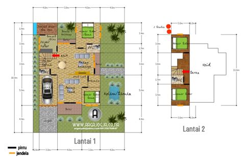 Desain Sket Denah Rumah 2 Lantai Tipe 50 Atap Satu Sisi Argajogjas Blog