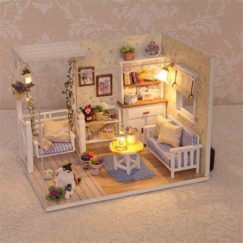 Diy dolls house kit wooden miniature with furniture led lights florence town. Delicate DIY Passion Assembled Wooden Dollhouse Miniature ...