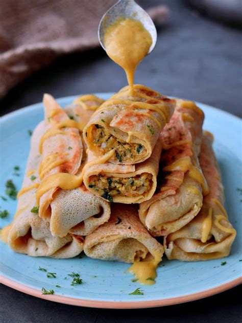 Savory Crepes With A Veggie Filling Easy Recipe Elavegan Recipes