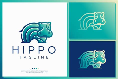 Colorful Hippo Logo Design Template Hippopotamus Mascot Logo Branding