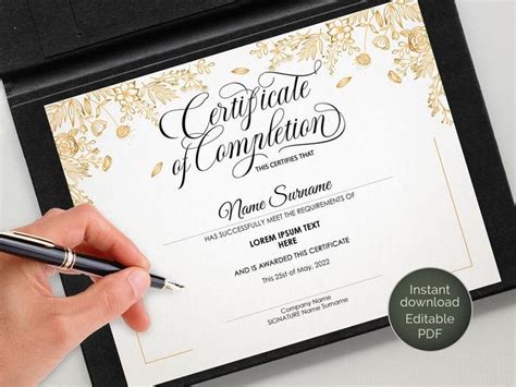 Editable Certificate Of Completion Beauty Training Gold Etsy In 2021