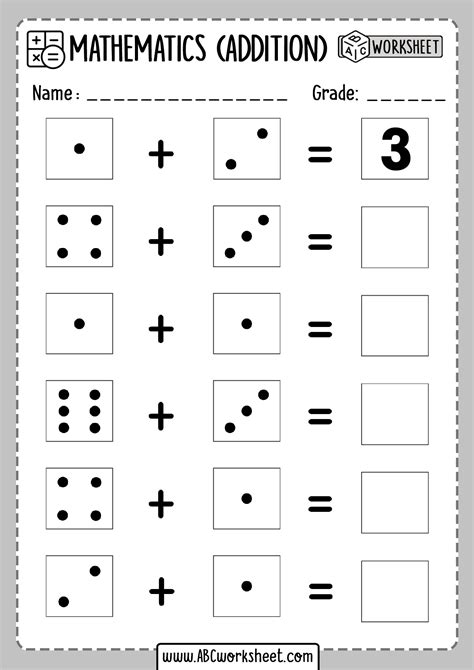 Free Printable Dice Addition Worksheets For Kids