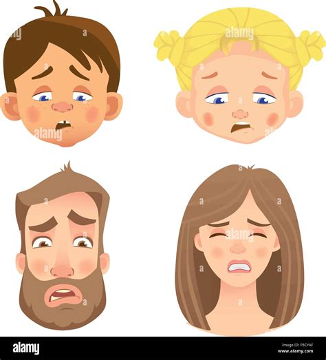 Emotions Of Human Face Set Of Human Faces Expressing Emotions Vector