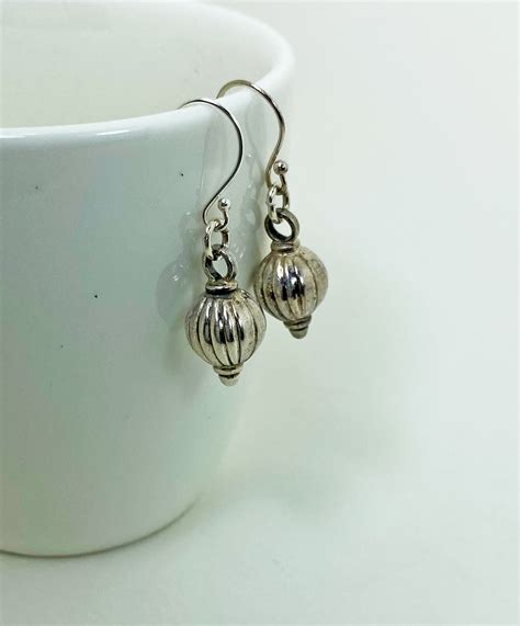 Dangle Textured Ball Earrings Silver Earrings Sup Silver Sup Silver