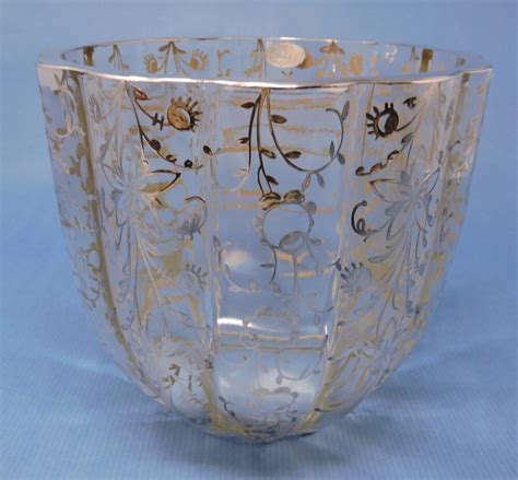 Panelled Crystal Bowl With Scalloped Rim And Wonderful Sterling Silver