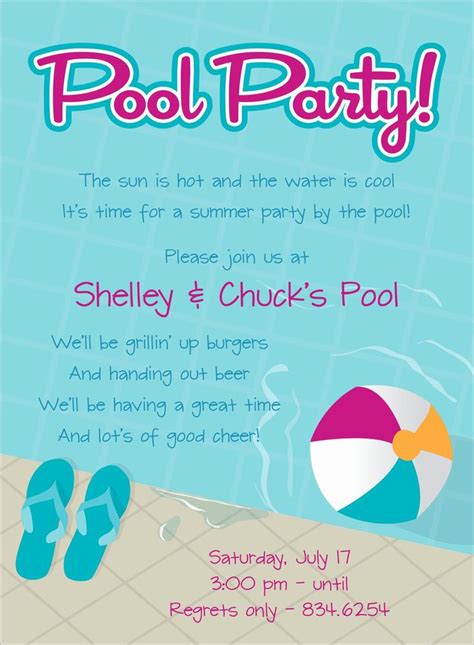 Birthday Pool Party Invitation Template Awesome Pool Party Free Line In Pool Party