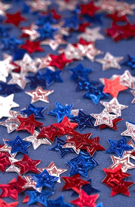 An American Themed Background With Red White And Blue Stars Stock Photo