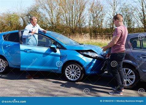 Two Drivers Arguing After Traffic Accident Stock Photo Image Of