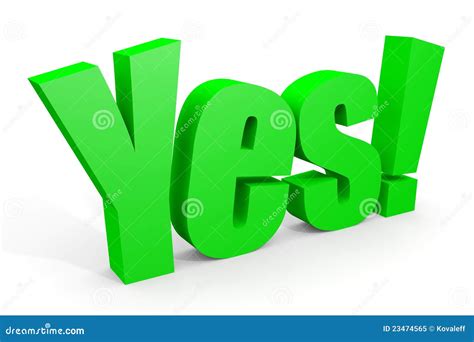 Green 3d Yes Text With Exclamation Mark Royalty Free Stock Photo