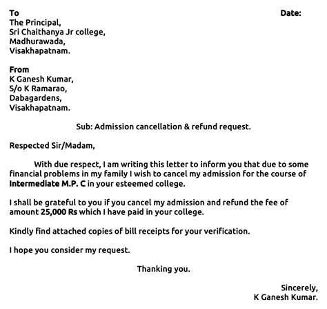 How To Write A Cancellation Letter For College Admission