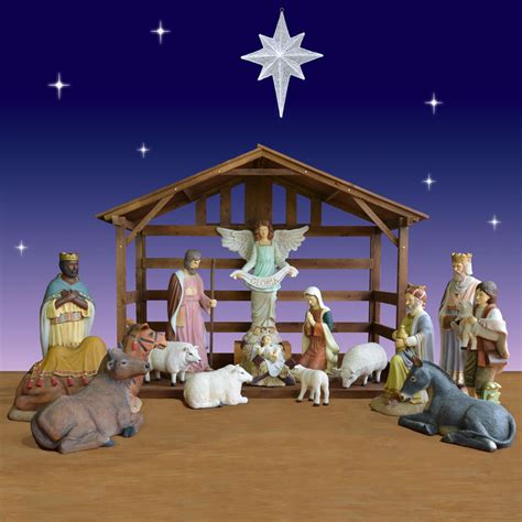 40 Christmas Collection Nativity Scene With Stable