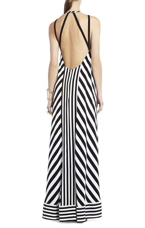 Bcbgmaxazria Gia Silk High Low Striped Dress