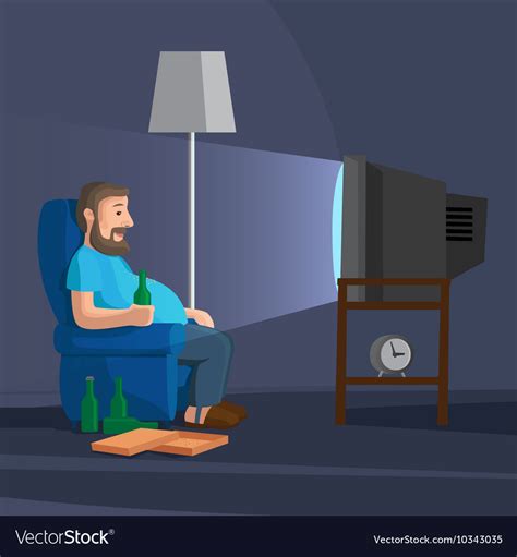 Man Watching Tv Cartoon