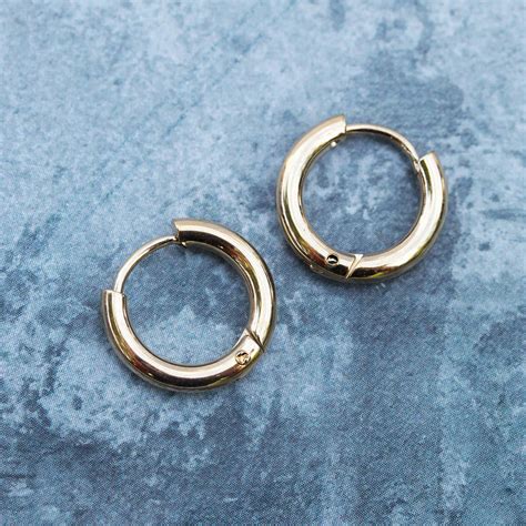 Tiny Thick Hinged Gold Huggie Hoop Earrings By Regalrose