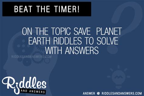30 On The Topic Save Planet Earth Riddles With Answers To Solve