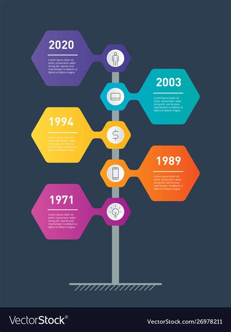 Vertical Timeline Info Graphics The Development Vector Image