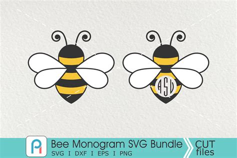 Bee Monogram Svg, Bee Svg, Bee Clip Art, Bee Graphics (287942) | SVGs