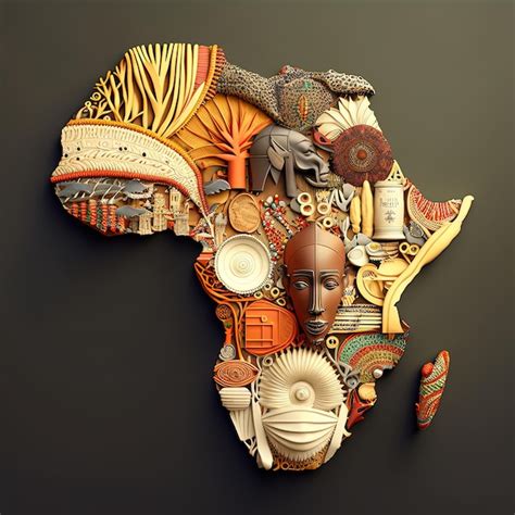 Premium Photo Africa Map Mosaic Map Of Africa Made From Objects Of