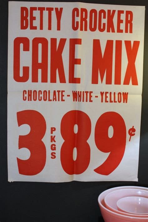 Vintage 1950s Betty Crocker Grocery Store Price Poster