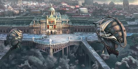 Video Game Screenshot Fantasy City Artwork Fantasy Art Airships Hd