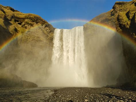 Skógafoss Waterfall Iceland On A Sunny Day 4032 X 3024 Oc R