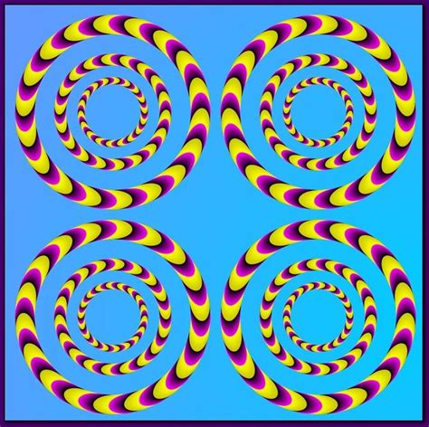 Four Circles Optical Illusion These Four Circles Appear To Rotate At The Same Time The Ill