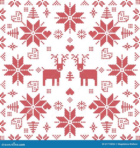 Scandinavian Style Nordic Winter Stich Knitting Seamless Pattern Stock